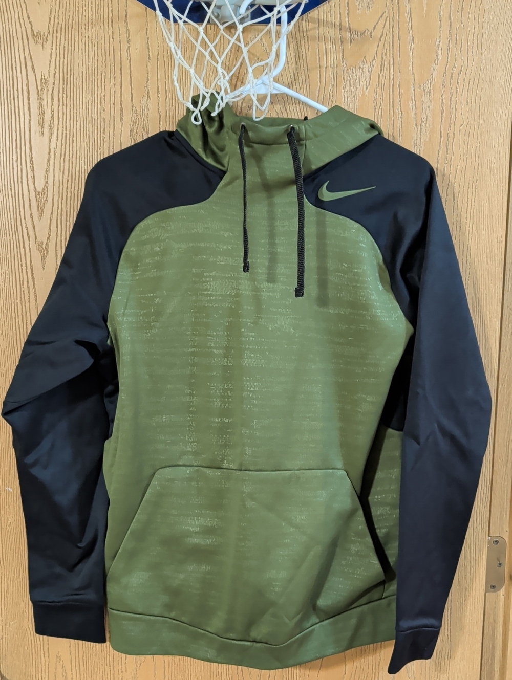 Nike Olive Green and Black Performance Pullover Cowl Neck Hoodie